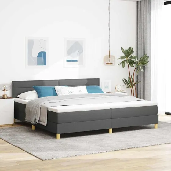 vidaXL Boxspring seng med pude, mørkegrå 200x200 cm