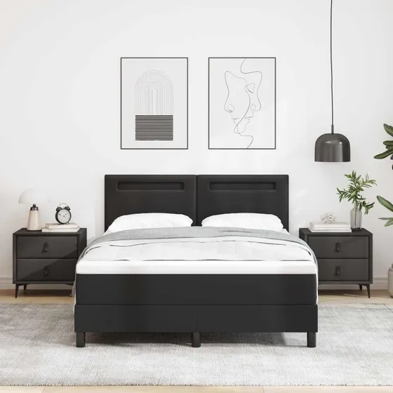 vidaXL Boxspring Seng med Madras, Sort, 140 x 200 cm