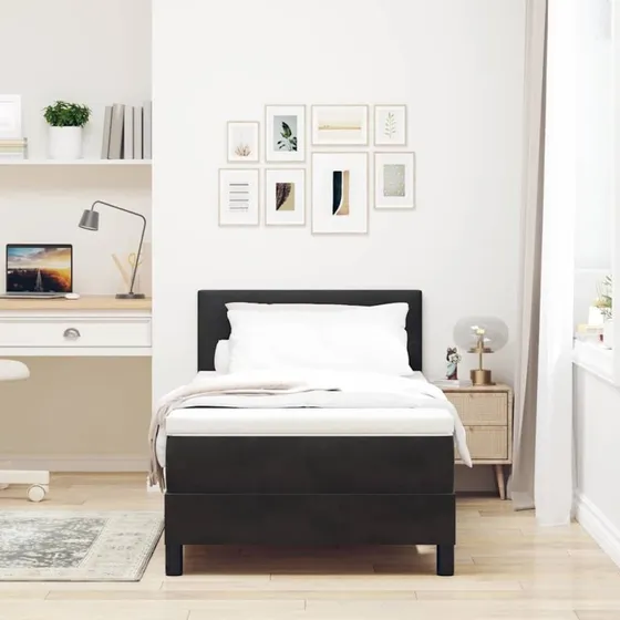 vidaXL Box spring seng med madras, Sort, 90 x 200 cm