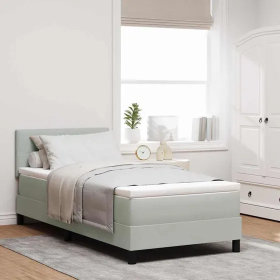 vidaXL Boxspring Seng med Madras Lysegrå 100x200 cm