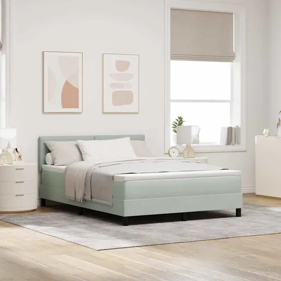 vidaXL Boxspring Seng med Madras Lysegrå 140x190 cm