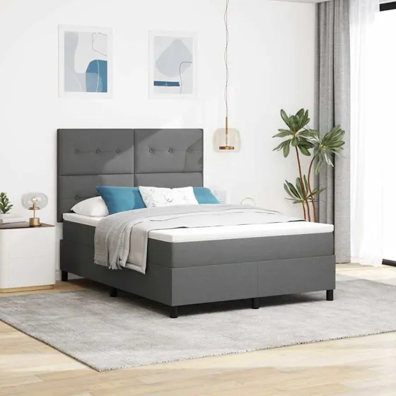 vidaXL Box Spring Seng med Madras Mørkegrå 160x200 cm