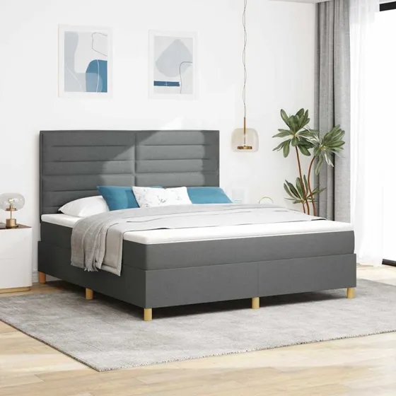vidaXL Box spring seng med madras Mørkegrå 180x200 cm