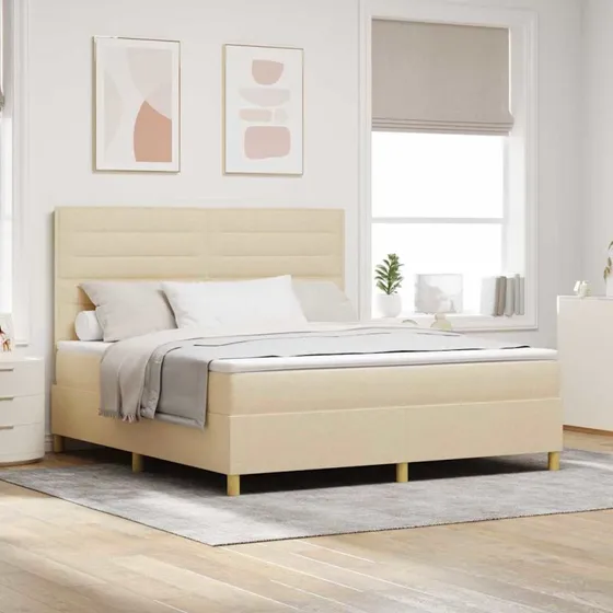 vidaXL Box spring seng med madras Creme 180 x 200 cm