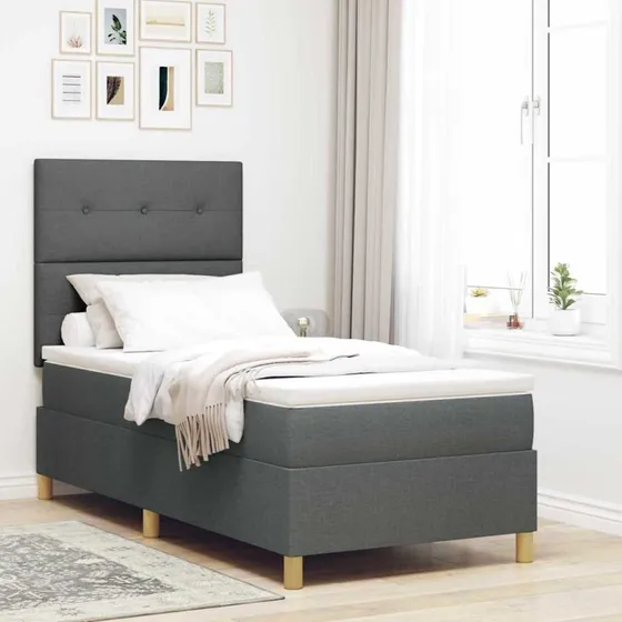 vidaXL Box Spring Seng med Madras, Mørkegrå, 80 x 200 cm