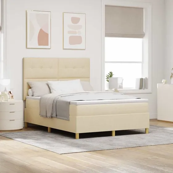vidaXL Box spring seng med madras Creme 160 x 200 cm