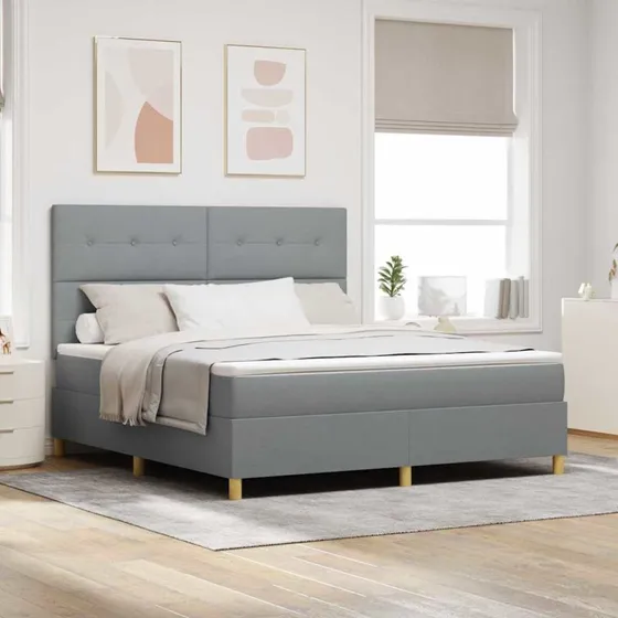 vidaXL Box spring seng med madras Lysegrå 180x200 cm Stof