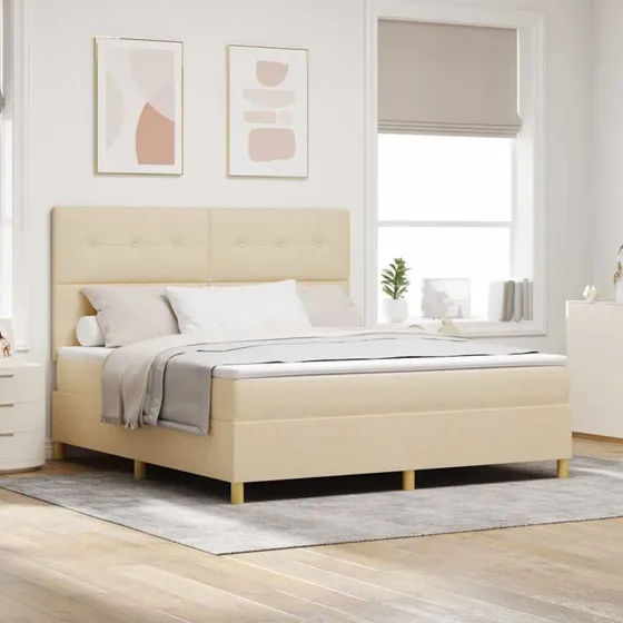 vidaXL Box spring seng med madras Creme 180 x 200 cm