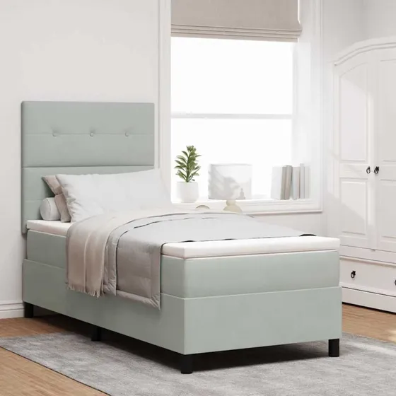 vidaXL Boxspring Seng med Madras Lysegrå 100 x 200 cm