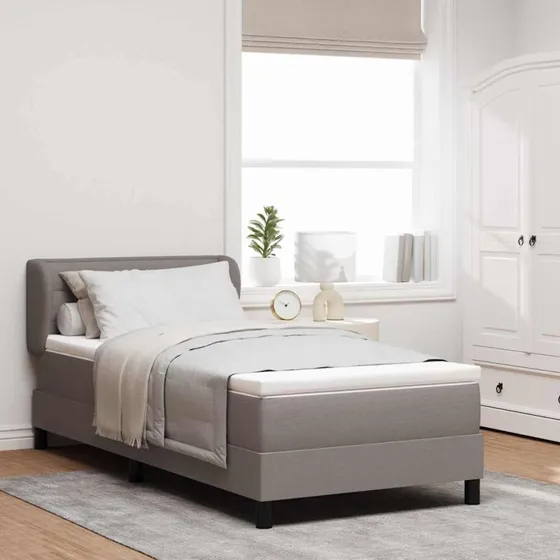 vidaXL Box Spring Seng med Madras Gråbrun 90x200 cm