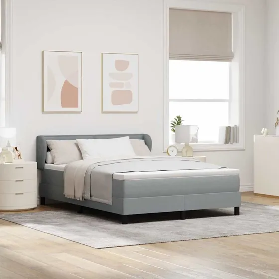 vidaXL Box spring seng med madras Lysegrå 160x200 cm
