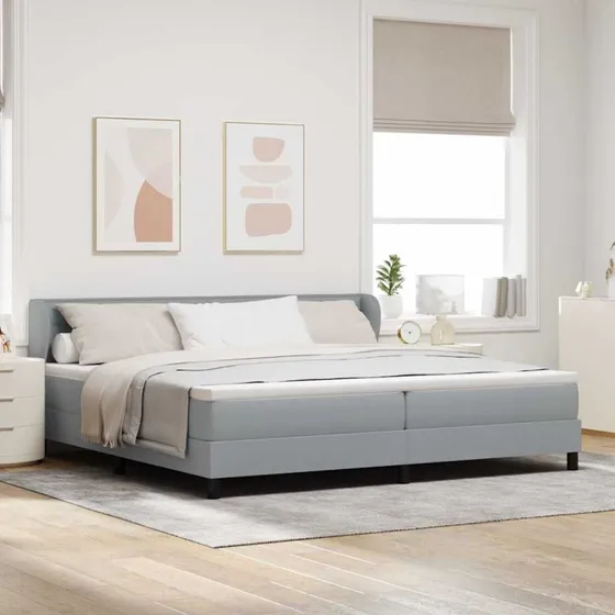 vidaXL Box Spring Seng med Madras Lysegrå 200x200 cm