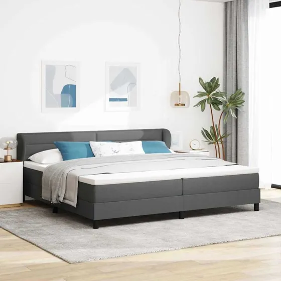 vidaXL Box Spring Seng med Madras Mørkegrå 200x200 cm