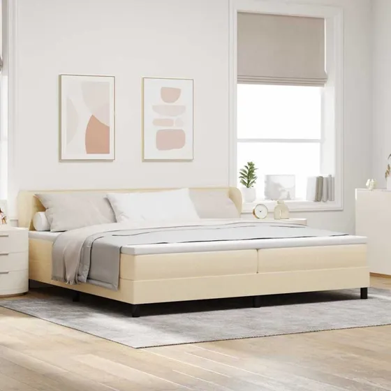 vidaXL Box spring seng med madras Creme 200x200 cm