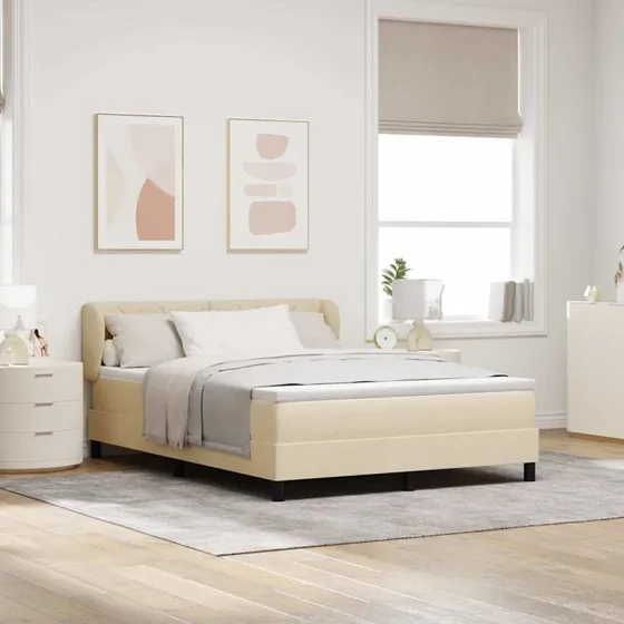 vidaXL Box Spring Seng med Madras Creme 160x200 cm