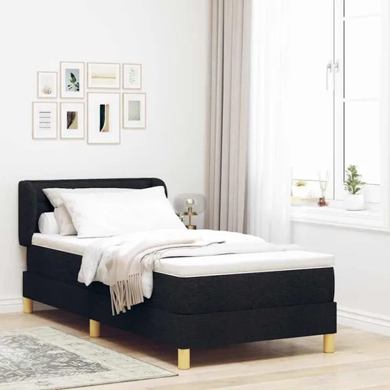 vidaXL Box spring seng med madras og hovedgærde, sort 90 x 200 cm
