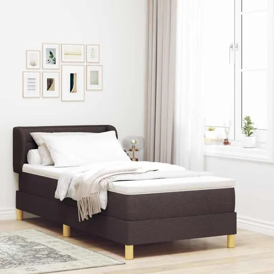 vidaXL Box spring seng med madras Mørk Brun 90 x 200 cm Stof