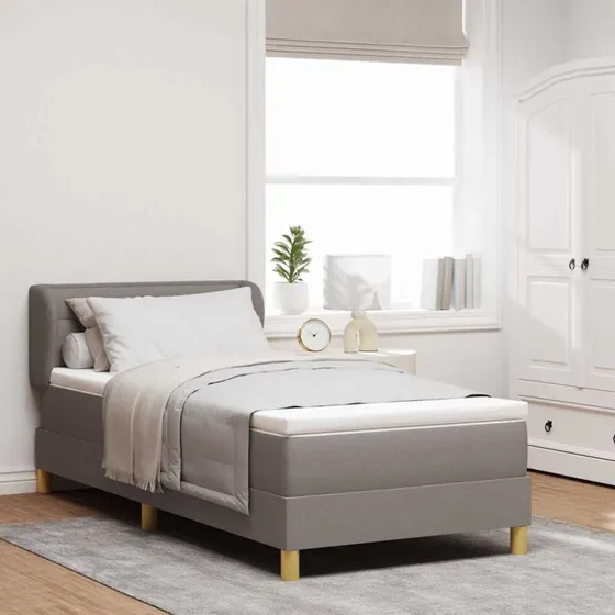 vidaXL Box spring seng med madras Gråbrun 90x200 cm Stof