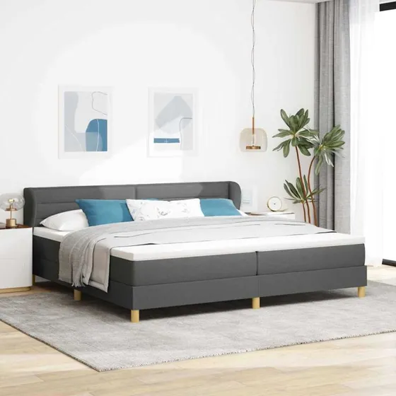 vidaXL Boxspring seng med madras, mørkegrå, 200 x 200 cm