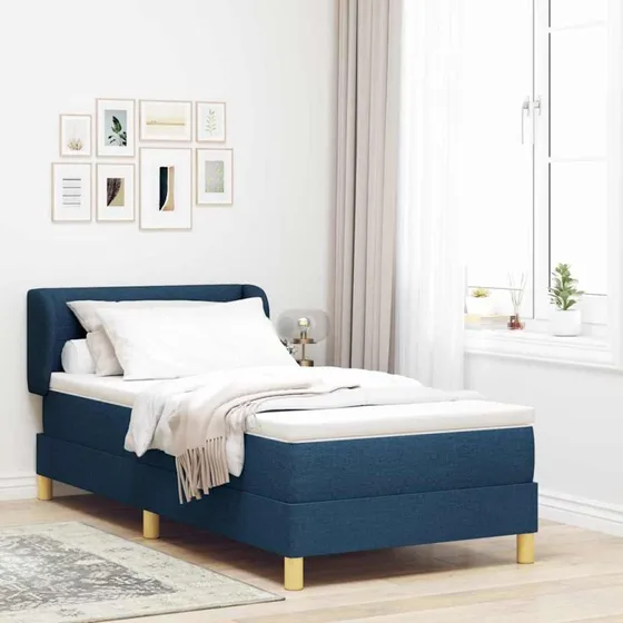 vidaXL Boxspring seng med madras og hovedgærde, blå, 100 x 200 cm