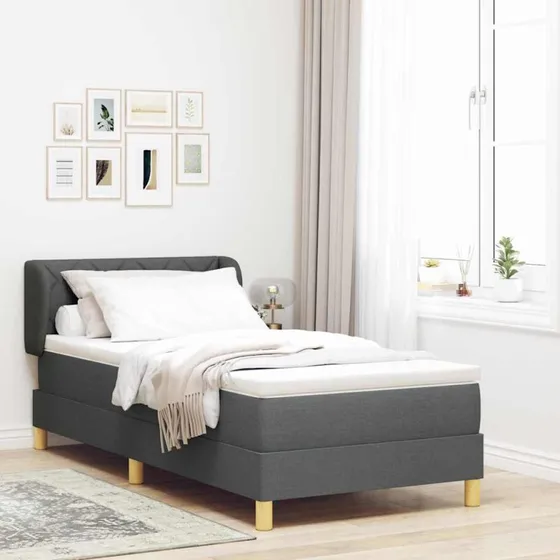 vidaXL Boxspring seng med madras Mørkegrå 90x200 cm Stof