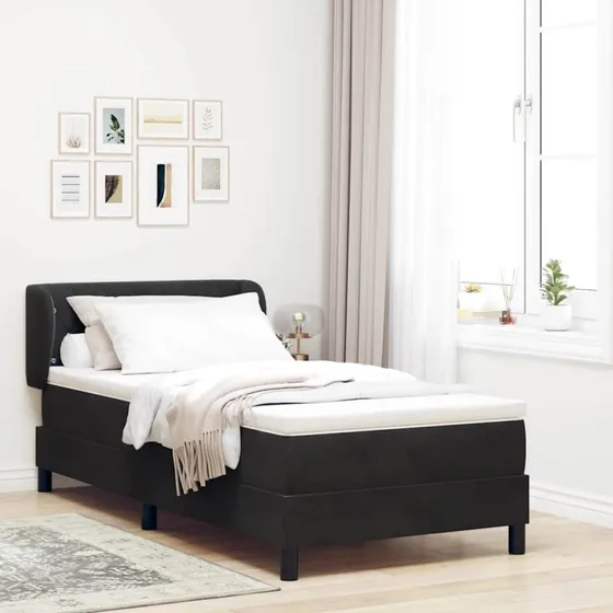 vidaXL Box Spring-seng 90x190 cm Sort Fløjl