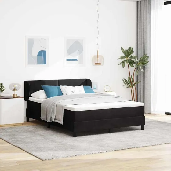 vidaXL Box Spring-seng 160 x 200 cm, mørkegrå fløjl med justerbar hovedgavl