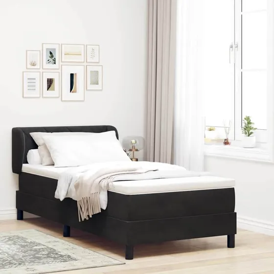 vidaXL Box Spring-seng 90x190 cm, mørkegrå fløjl med justerbar gavl