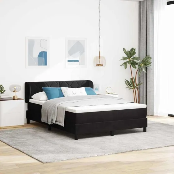 vidaXL Box Spring-seng 140 x 190 cm, mørkegrå fløjl med justerbar gavl