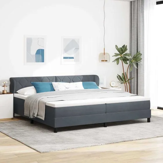 Box Spring-seng med Madras, Mørkegrå, 80x200 cm, Fløjl
