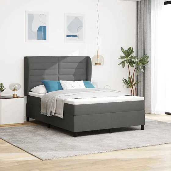 vidaXL Box spring seng med madras, Mørkegrå, 160 x 200 cm