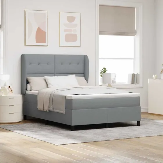 vidaXL Box spring seng med madras Lysegrå 140x200 cm Stof