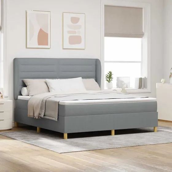 vidaXL Box spring seng med madras Lysegrå 200x180 cm
