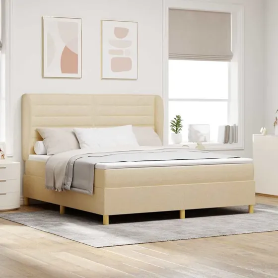 vidaXL Box spring seng med madras Creme 200x180 cm