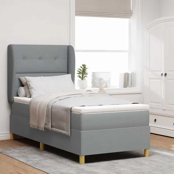 vidaXL Box spring seng med madras Lysegrå 200x90 cm