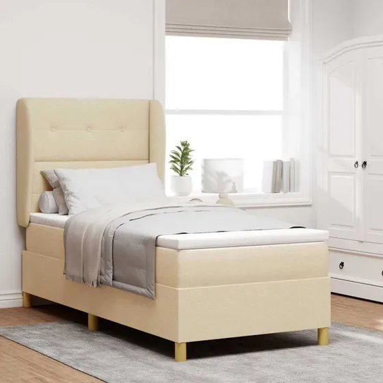 vidaXL Box spring seng med madras Creme 200x100 cm