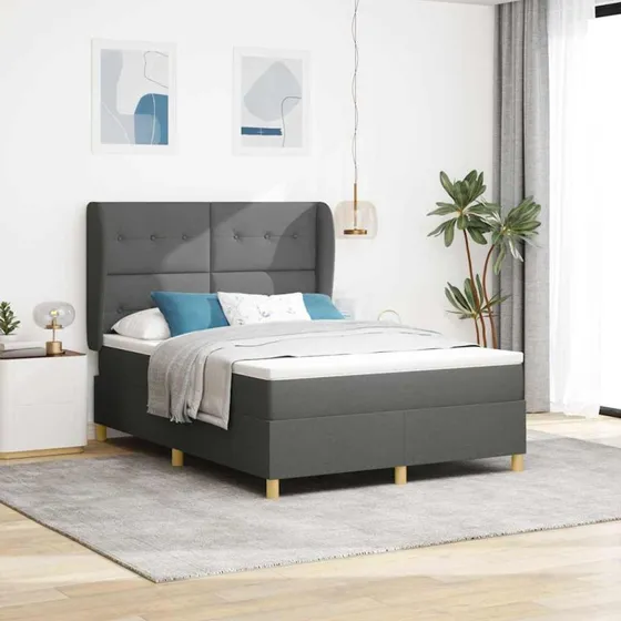 vidaXL Box spring seng med madras Mørkegrå 190x140 cm