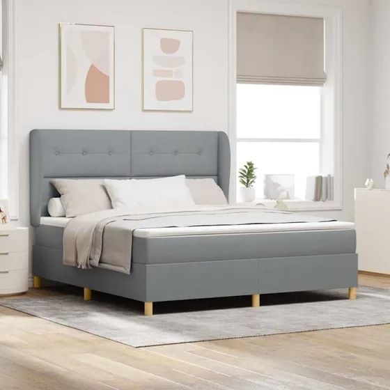 vidaXL Box spring seng med madras Lysegrå 200x180 cm