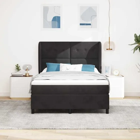 vidaXL Boxspring-seng med madras, Sort 200 x 140 cm