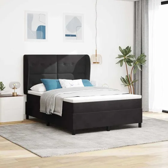 vidaXL Boxspring-seng med madras, sort, 200 x 160 cm