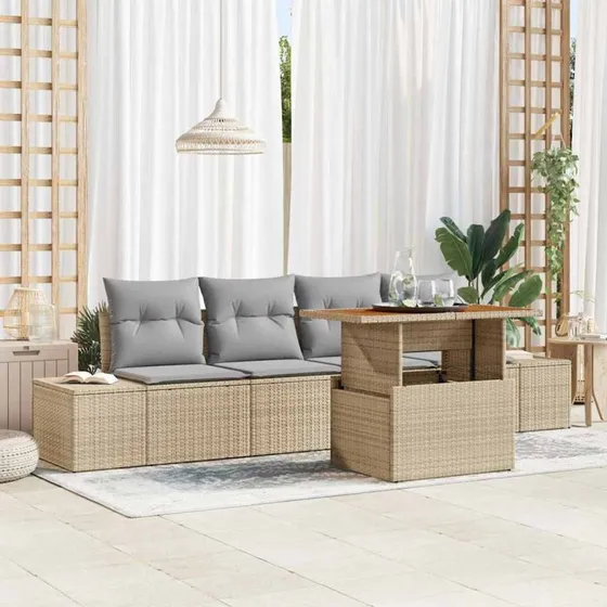 vidaXL Have Spisebordssæt 5 stk Beige og Grå 100 x 55 x 73 cm