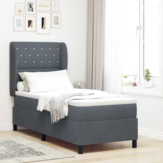 vidaXL Box Spring Seng med Madras Mørkegrå 200x80 cm Fløjl
