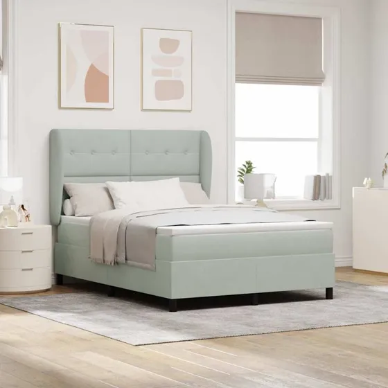 vidaXL Boxspring-seng med madras Lysegrå 190x140 cm