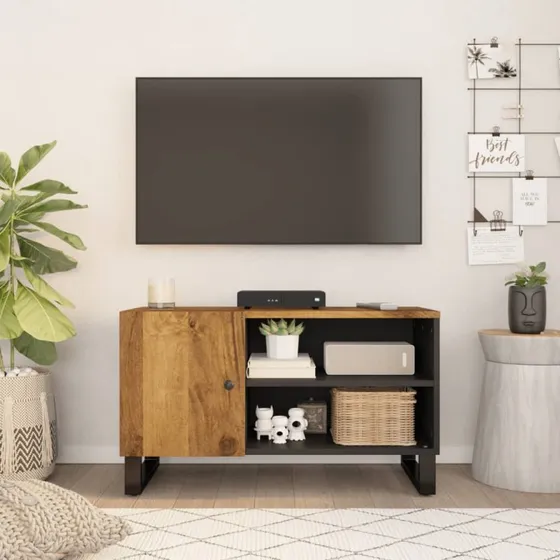 vidaXL tv-bord 80x33x46 cm massivt mangotræ og konstrueret træ