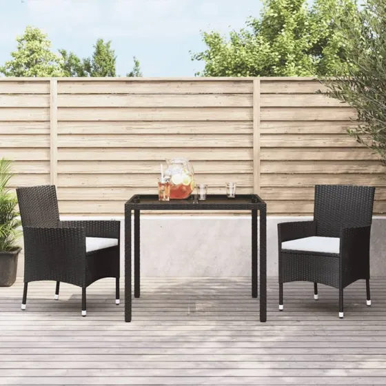 vidaXL Havestole med Hynder 2 stk. Sort Polyrattan