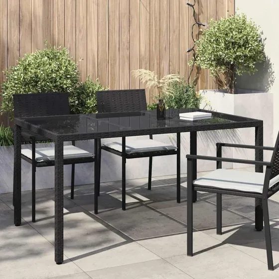 vidaXL Havemøbel Bord Sort 150x90x75 cm Poly rattan