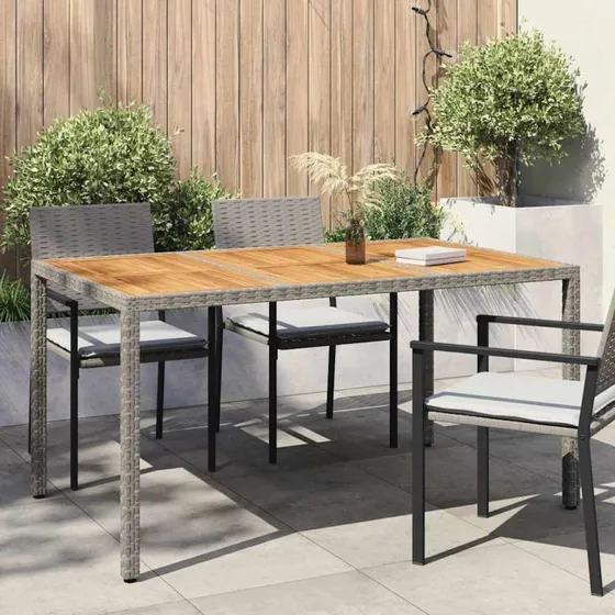 vidaXL Havemøbel Bord Grå 150 x 90 x 75 cm Poly rattan