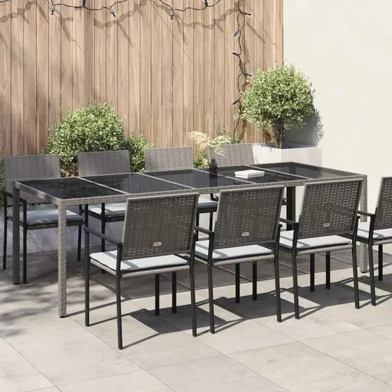 vidaXL Havemøbel Bord Grå 250x100x75 cm Poly rattan