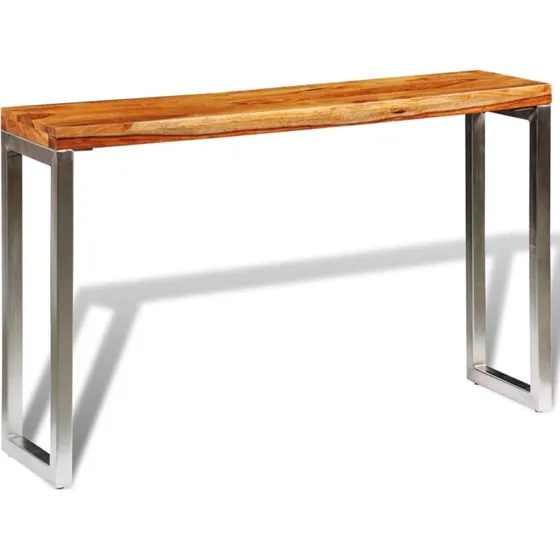 Möbelfabrik Konsolbord Massivt Træ med Stålben 110 cm