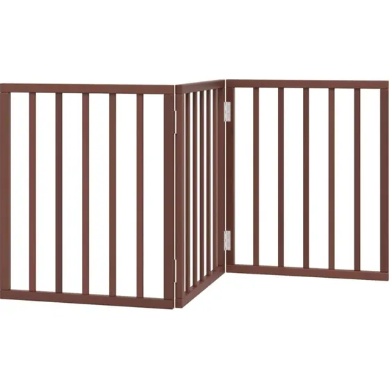 vidaXL Hundelåge 3 Paneler 150 cm Foldbar Poppeltræ Brun